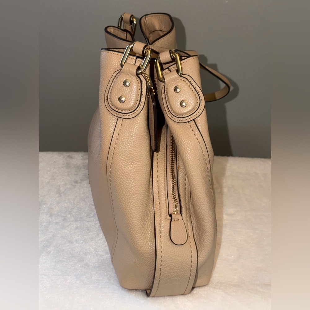 Coach Edie Beige Pebbled Leather Shoulder Bag - Picture 5 of 15